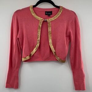 3For$20 Urban Collection Pink w/ Gold Sequins Short Sweater